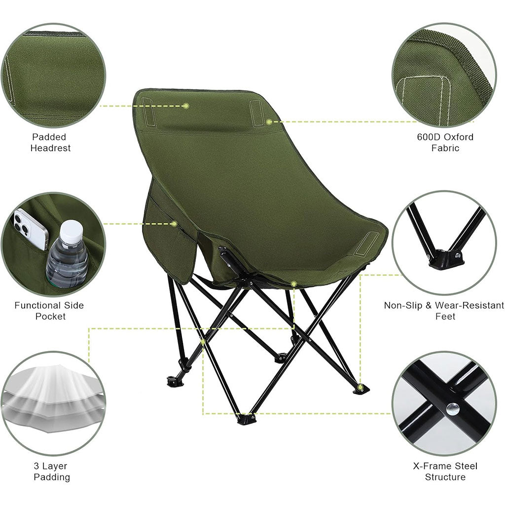 Chaise de Camping Pliante Portable à Haut Dossier – كرسي إسترخاء قابل للطي