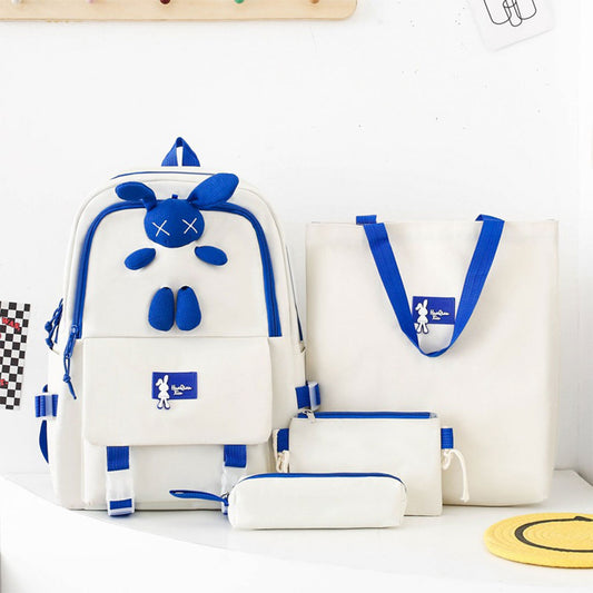 Ensemble de sacs d’école Kawai pour adolescents 4Pcs  – محفظة 4 قطع كاواي أبيض